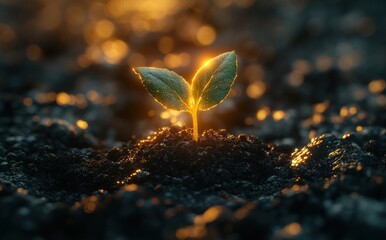Vibrant Growth of a Seedling from Soil Representing Business Success from 2025 to 2025