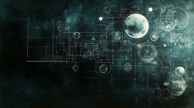 A blackboard filled with complex equations background