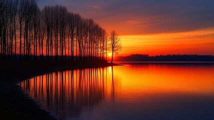 Sunset Reflection in Lake
