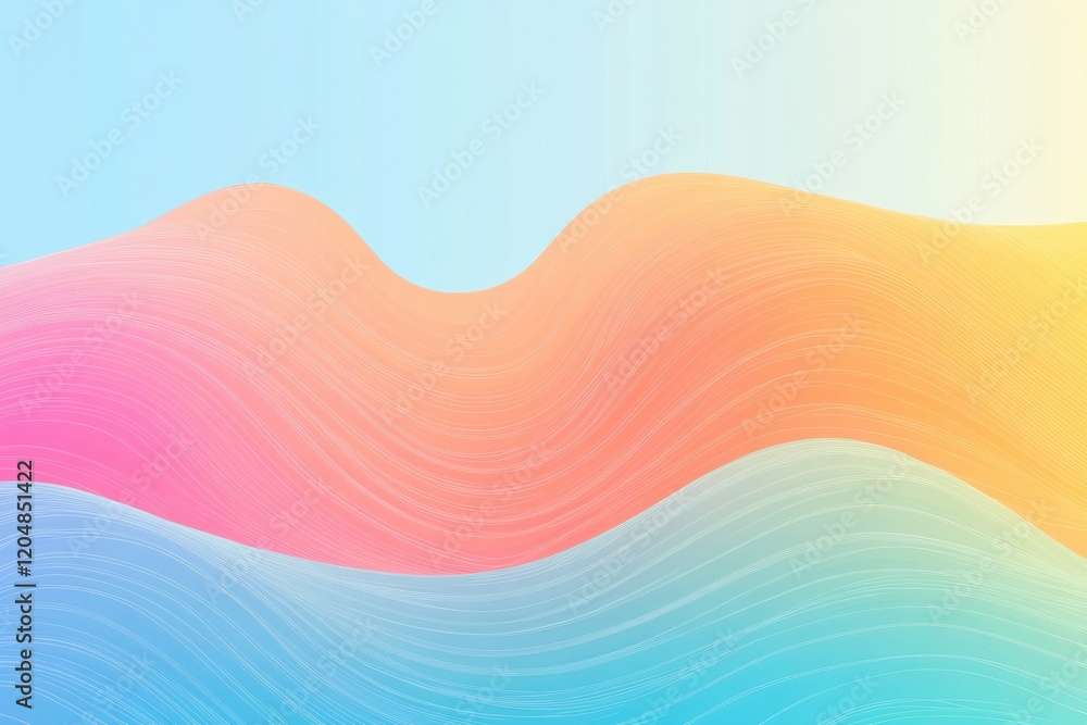 Leinwandbilder colorful abstract waves create a smooth blend of hues in a digital artwork displayed against a soft 
