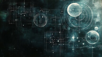 A blackboard filled with complex equations background