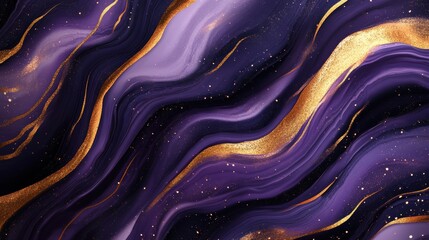 Obraz premium Abstract Purple and Gold Marble Texture with Glittering Accents for Modern and Elegant Background Design