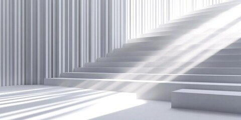 Obraz premium Sunlit Minimalist Staircase: A Serene Architectural Rendering