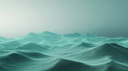 Teal abstract landscape, serene hills, misty sky, digital art, website banner