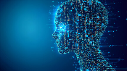 Obraz premium Digital Woman Head AI Circuitry Future Tech Background