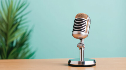 Documentary and journalism, A high-resolution close-up image showcasing a microphone and recorder, suitable for multimedia and audio production projects.