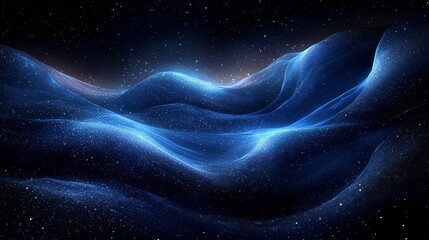 Obraz premium Abstract glowing blue waves in dark space.