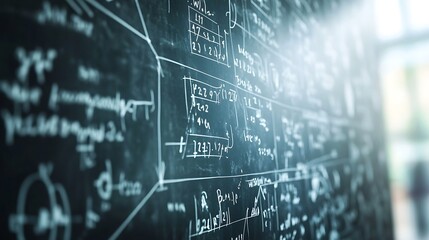 A blackboard filled with complex equations background