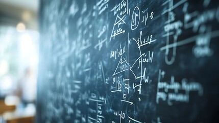 A blackboard filled with complex equations background
