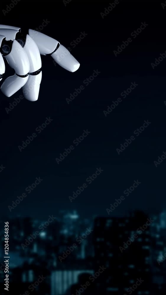 Poster futuristic robot artificial intelligence enlightening ai technology development and machine learning