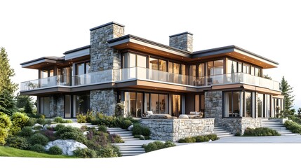 Fototapeta premium High Quality Luxury House In White Background