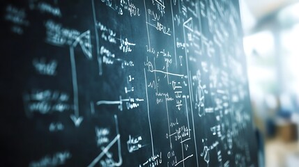 A blackboard filled with complex equations background