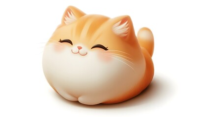 Cute orange chubby cartoon cat sitting.