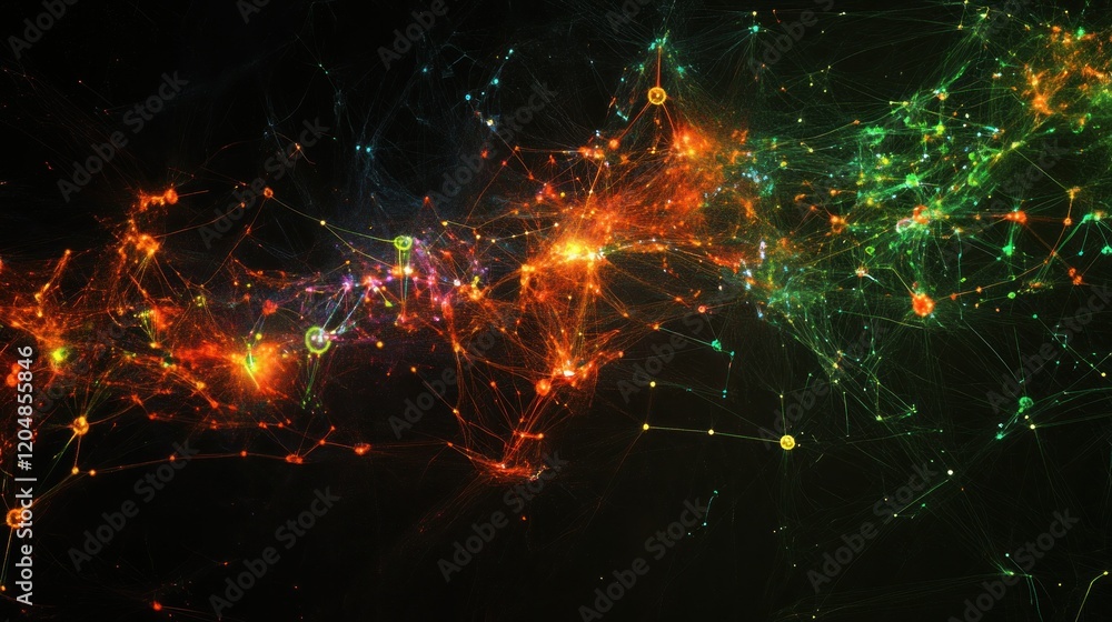 Wall mural abstract colorful network connection.