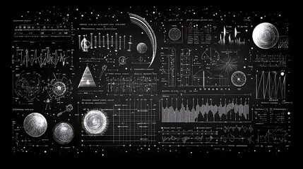 A blackboard filled with complex equations background