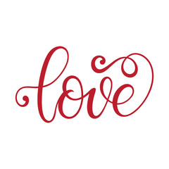 Love Calligraphy Vector art illustration.