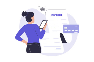 Illustration of invoice concept. Illustrations for websites, landing pages, mobile apps, posters and banners. Trendy flat vector illustrations