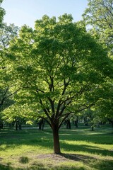 Beautiful green tree with sunlight background