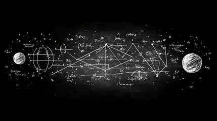 A blackboard filled with complex equations background