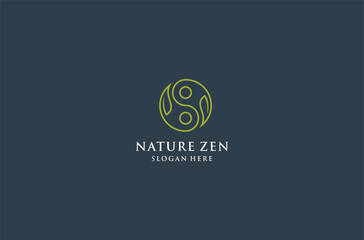 nature meditation logo design premium vector.