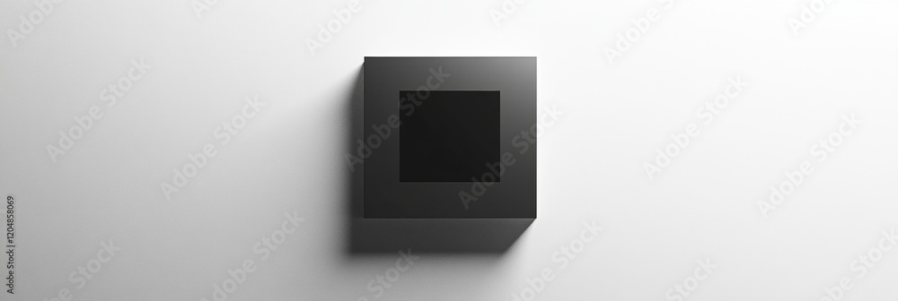 Poster Modern black frame displaying a blank canvas on a minimalist white wall in an art gallery. Generative AI