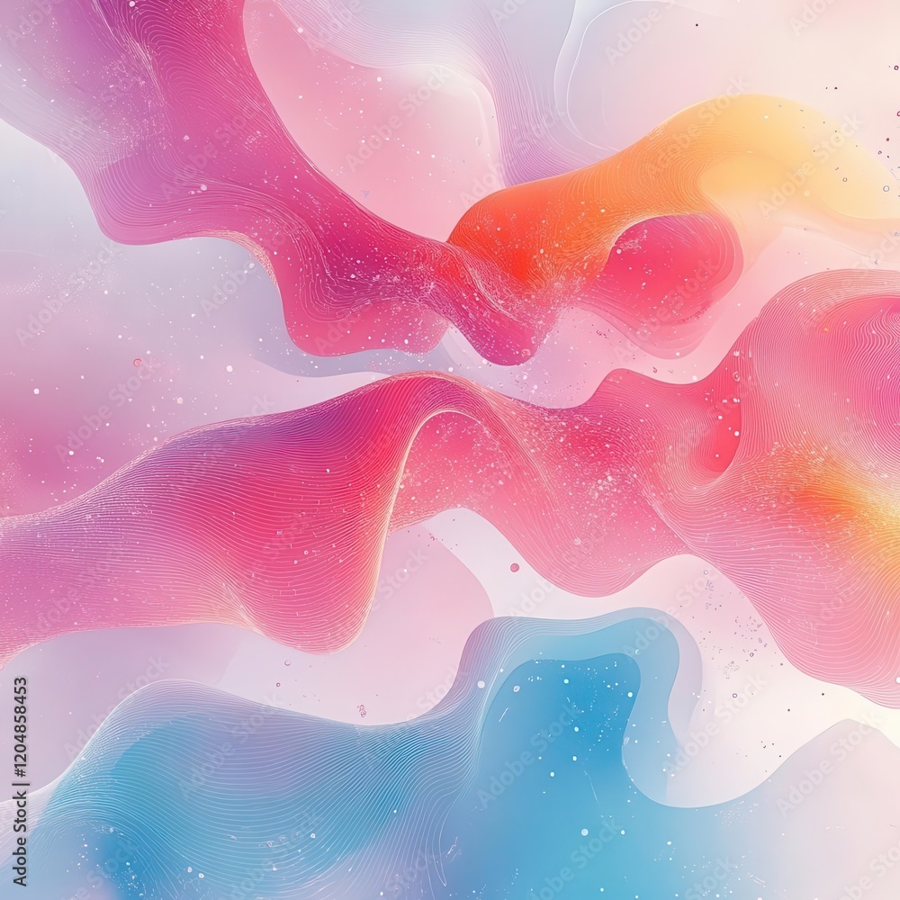 Poster 3d watercolor design featuring a dreamy pastel gradient background with abstract shapes and soft tex