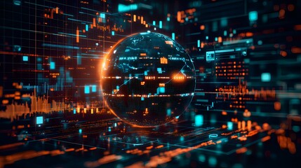 Obraz premium Digital Globe: A Visual Representation of Global Data