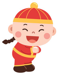 Joyful Child in Chinese Clothing Illustration