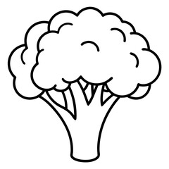 Simple Broccoli Outline Illustration