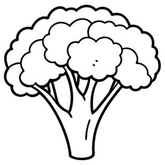 Simple Broccoli Outline Illustration