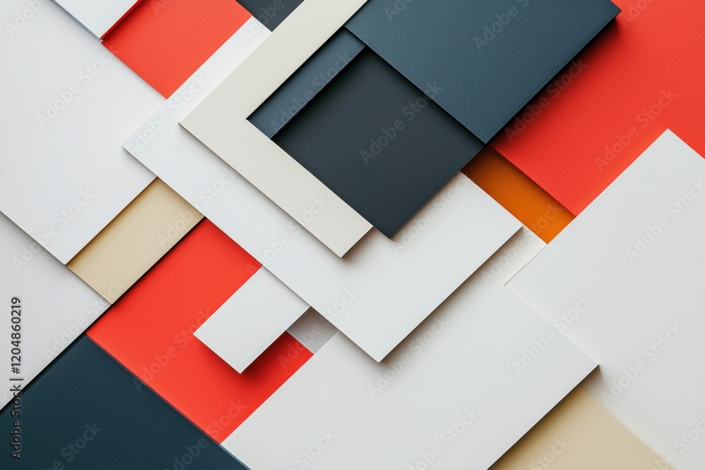 Poster colorful geometric shapes overlapping on a flat surface in an artistic arrangement highlighting cont