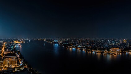 Obraz premium Night Lights of Bangkok: A Captivating Panorama