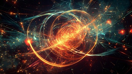 Obraz premium Dynamic energy burst cosmic space digital artwork vibrant colors abstract viewpoint visual concept