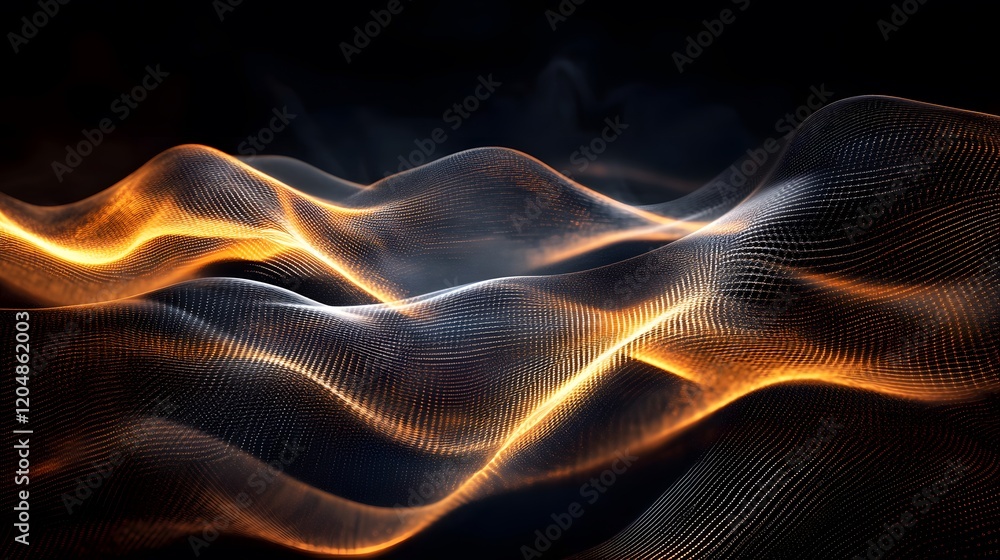 Poster dynamic light waves abstract digital art vibrant visualization studio environment artistic perspecti