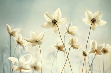 Fototapeta premium Serene depiction of vintage aesthetics with a focus on natural floral beauty.