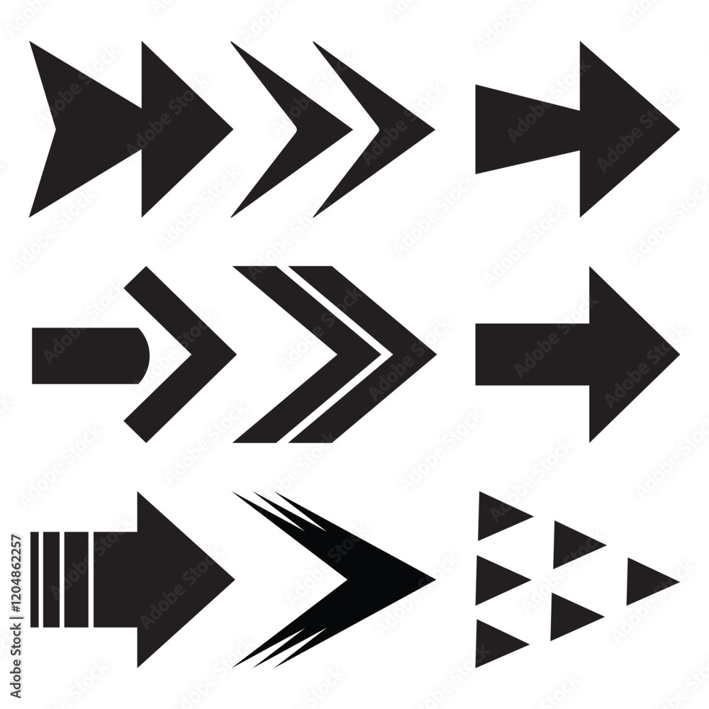 Poster arrow icon. mega set of vector arrows. black arrows icons. arrow vector collection. set different cu