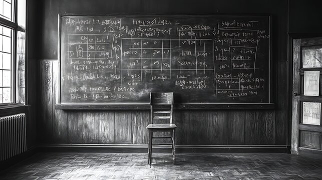 A blackboard filled with complex equations background