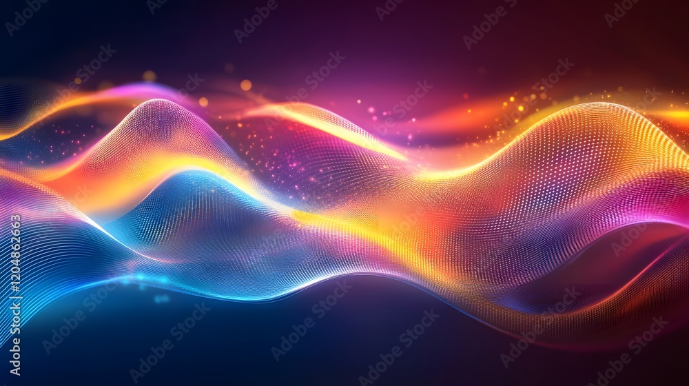 Aufkleber dynamic color waves abstract digital art vibrant environment wide-angle view energy concept for visu