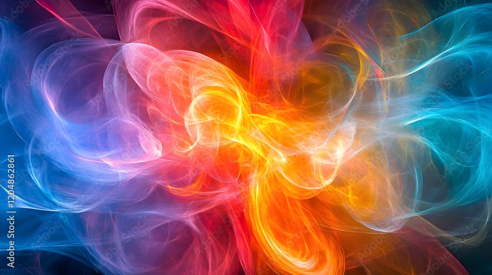 Poster dynamic colorful swirls abstract art digital background vibrant atmosphere close-up view visual ener