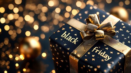 Black friday gift giving home holiday decorations festive atmosphere close-up consumerism spirit