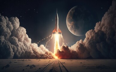 Obraz premium Rocket Launch into Space