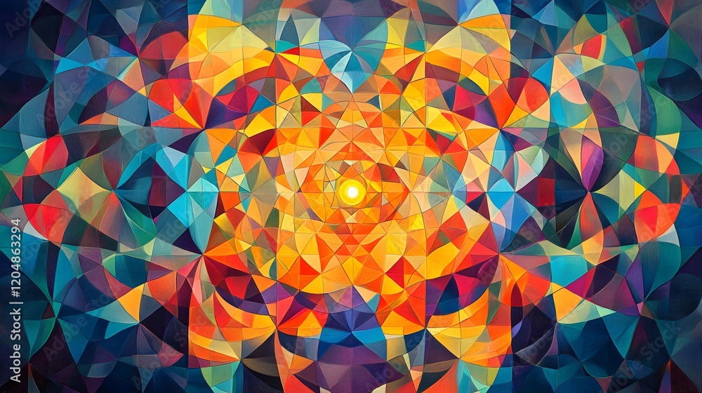 Aufkleber vibrant geometric patterns digital art abstract design colorful background artistic view creative ex