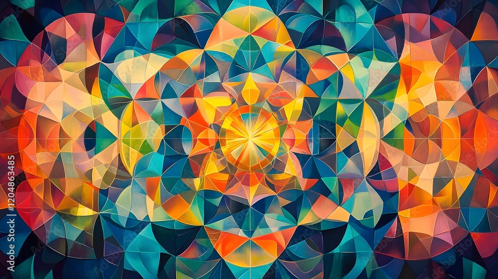 Poster vibrant geometric art creation abstract design studio digital artwork colorful patterns close-up art