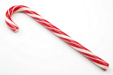 Fototapeta premium Festive Candy Cane on White Background for Holiday Decoration - Perfect for Seasonal Cheer