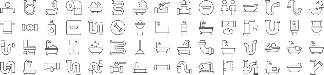 Simple Linear Icon of Faucet, Pipes, Bathroom, Toilet. Minimalistic Linear Pictogram for Web and Graphic Design, Apps, Banners, Social Network and Cards