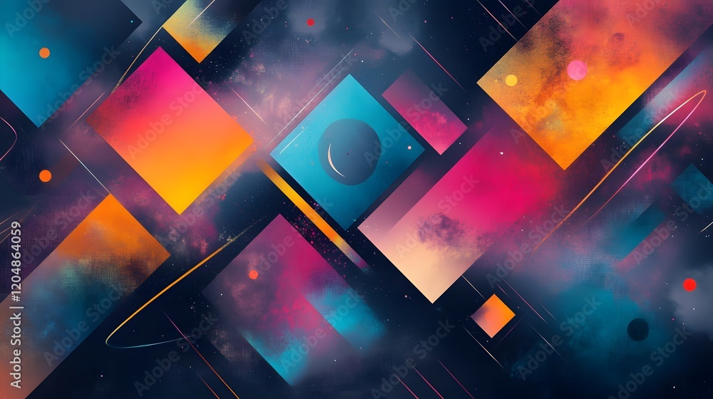 Poster dynamic abstract art composition digital space visual graphic vibrant colors artistic expression mod