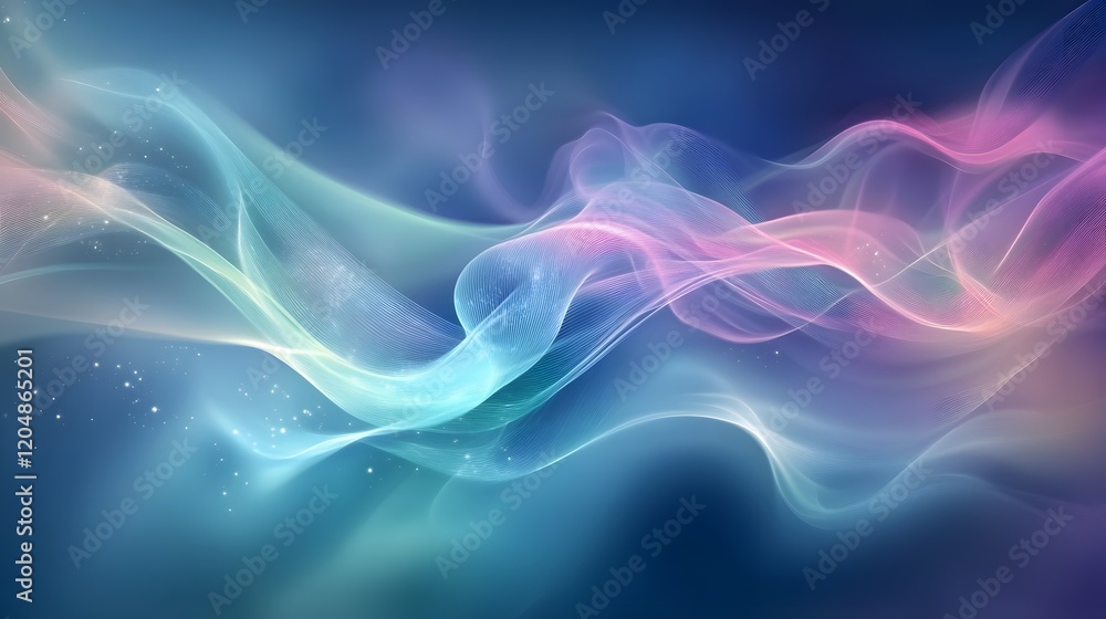 Poster elegant flowing abstract waves digital art soft color palette peaceful environment artistic viewpoin