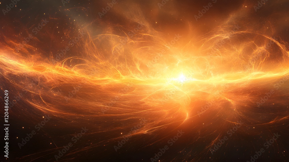 Poster cosmic explosion of light outer space digital art nebula environment frontal view celestial power