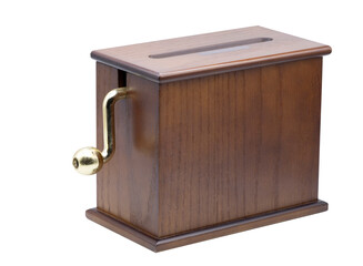 Wooden paper shredder isolated on transparent background