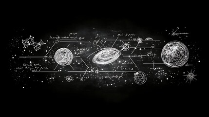 A blackboard filled with complex equations background